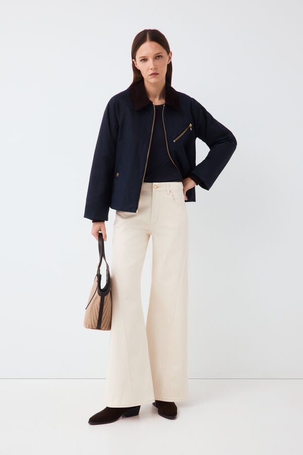 Pedro del Hierro Jeans wide leg arch Beige