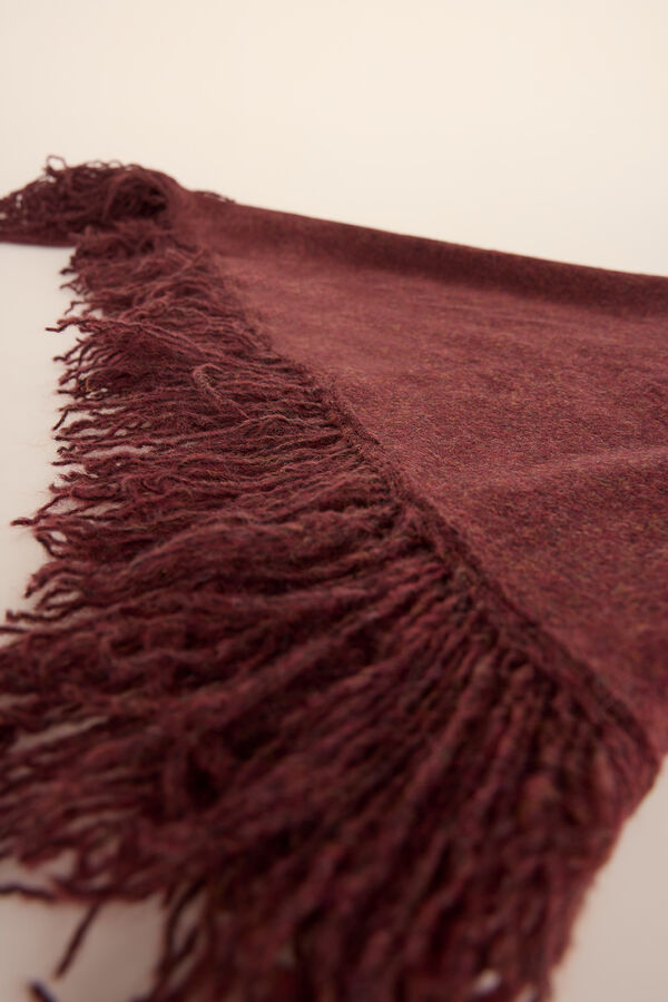 Pedro del Hierro triangle fringed shawl Burgundy