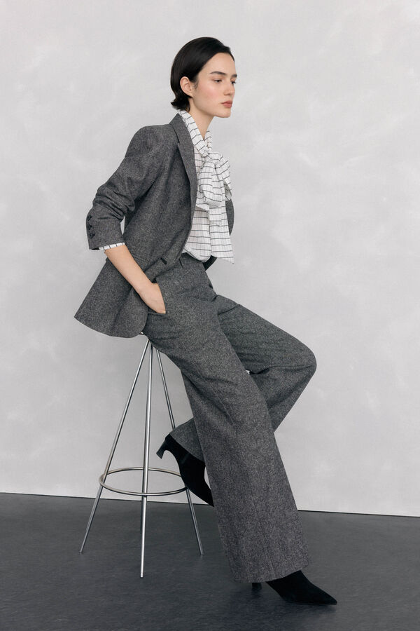 Pedro del Hierro Pantalón recto cheviot Gris