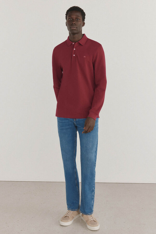 Pedro del Hierro Essential long-sleeved polo shirt Burgundy