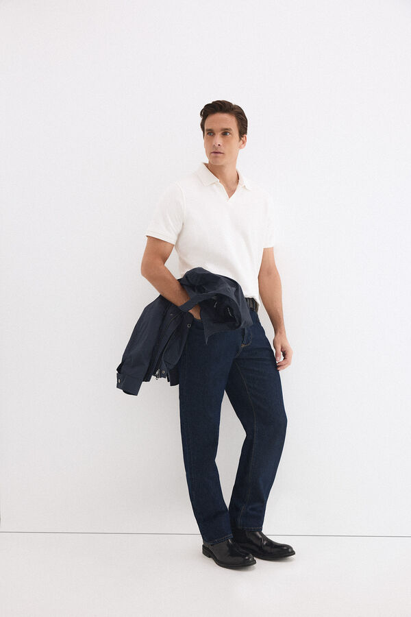 Pedro del Hierro Textured polo shirt Ecru