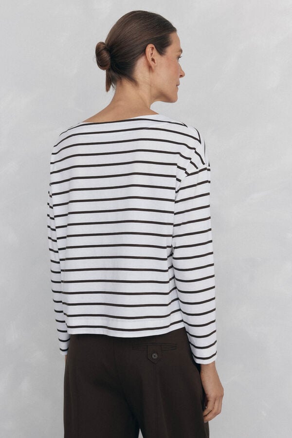 Pedro del Hierro Striped T-shirt Brown