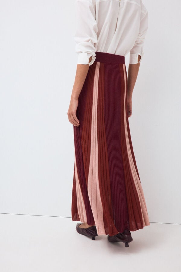 Pedro del Hierro Saia de malha plissada lurex tricolor Bordeaux