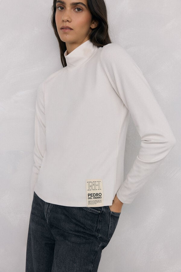 Pedro del Hierro High neck T-shirt Ecru