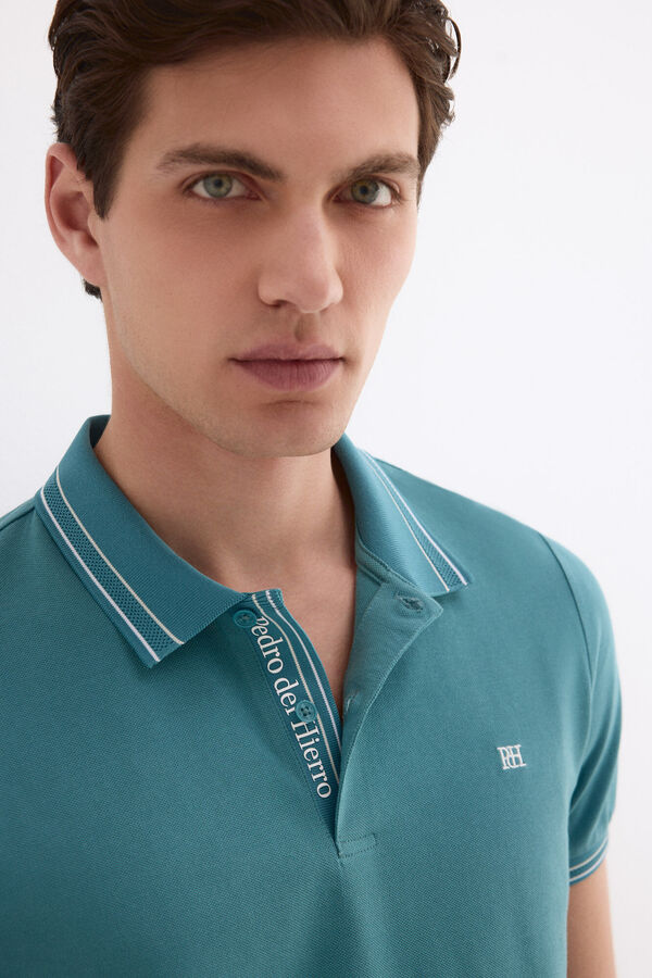 Pedro del Hierro Jacquard polo shirt Turquoise