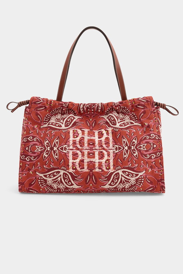 Pedro del Hierro Printed shoulder bag Beige
