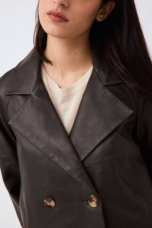 Pedro del Hierro Leather jacket Green