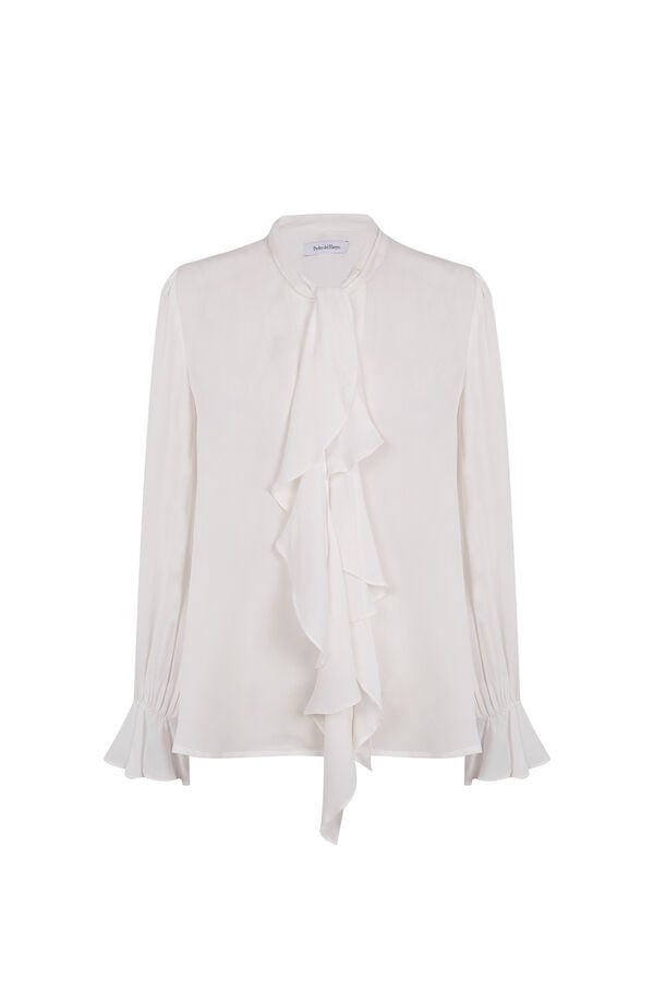 Pedro del Hierro Blusa fluida romántica Blanco