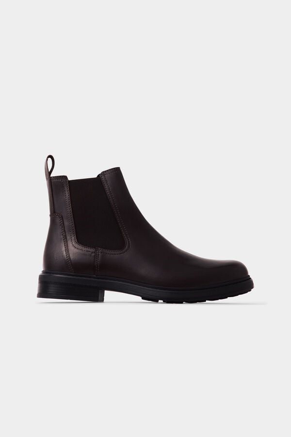 Pedro del Hierro Leather elasticated side ankle boot Brown