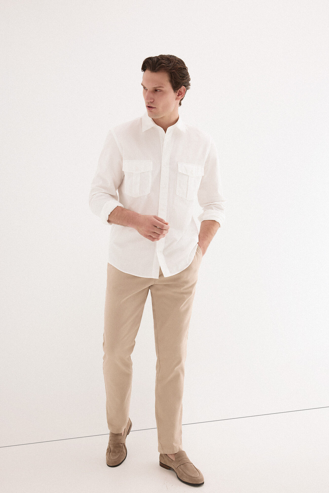 Pedro del Hierro Camisa lisa twill bolsillos