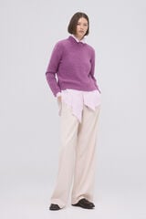 Pedro del Hierro Cropped jersey with cross-knit detail Pink