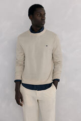 Pedro del Hierro Merino wool and cashmere crew neck sweater Beige