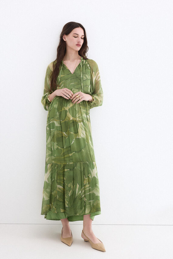 Vestido romántico largo estampado