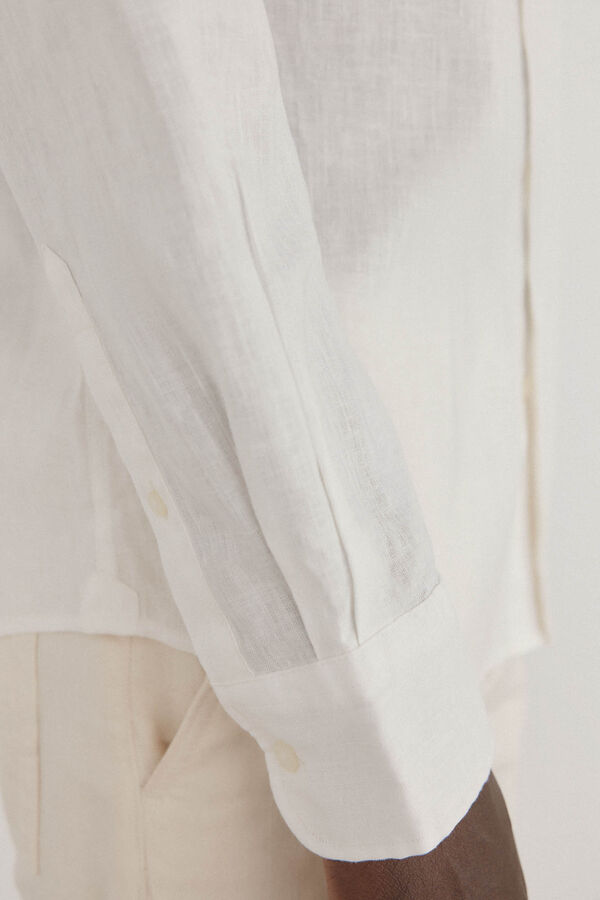 Pedro del Hierro Plain linen shirt Ecru