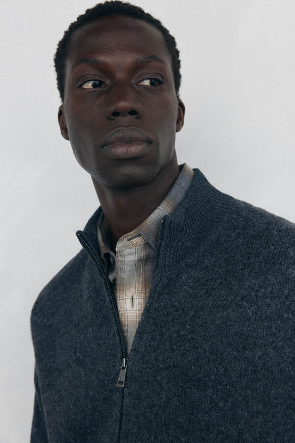 Pedro del Hierro Premium Christmas cotton cardigan with zip fastening fastening Grey