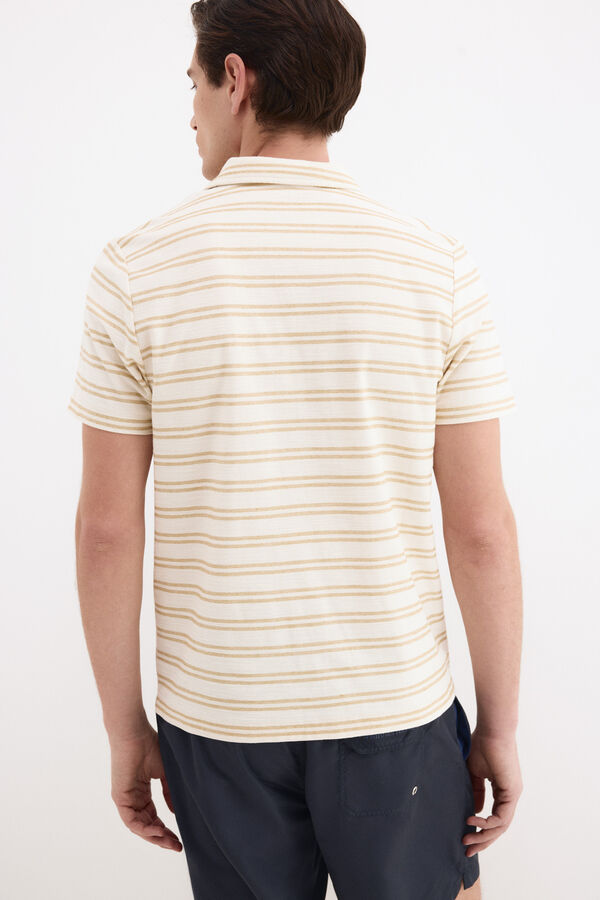 Pedro del Hierro Striped rustic polo shirt Ecru