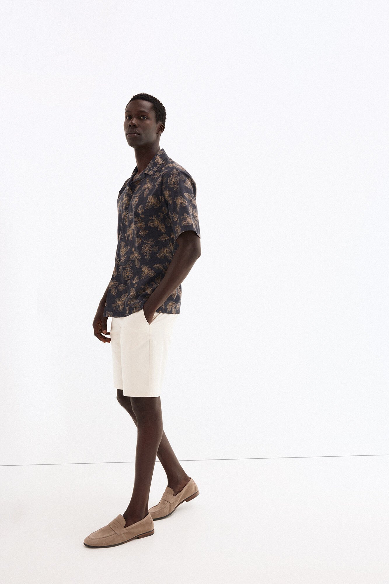 Pedro del Hierro Camisa estampada manga corta tejido italiano