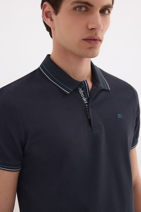 Pedro del Hierro Jacquard polo shirt Blue