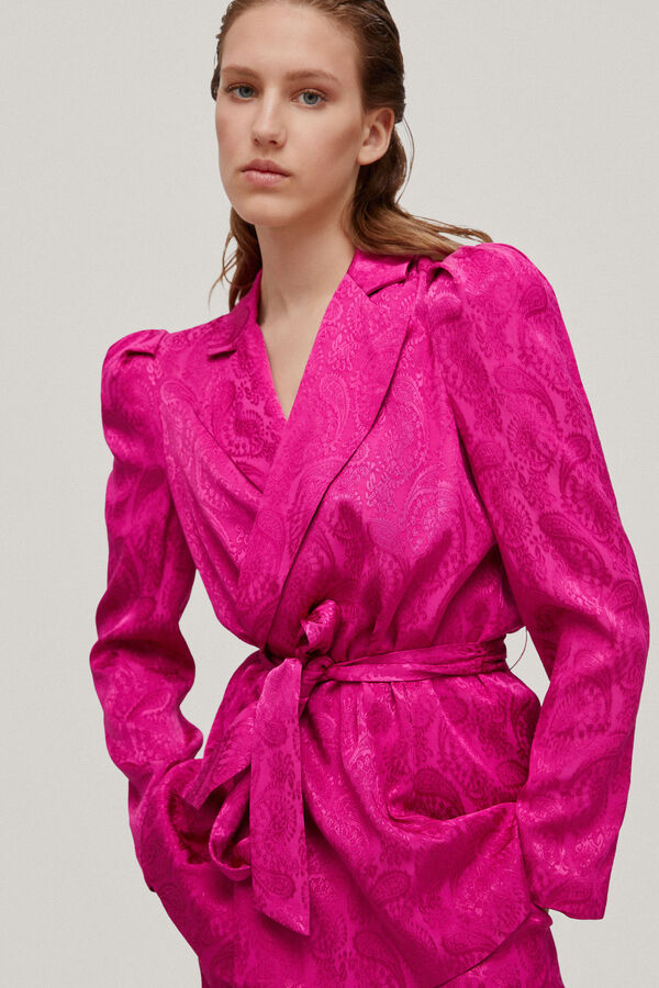 Pedro del Hierro Jacquard puffed sleeve blazer Pink