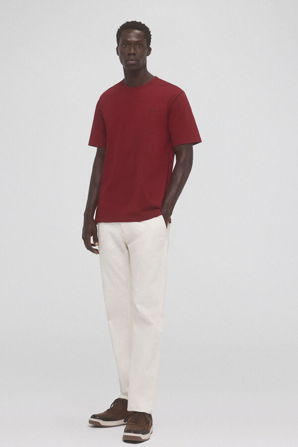 Pedro del Hierro Basic T-shirt with embroidered logo Burgundy