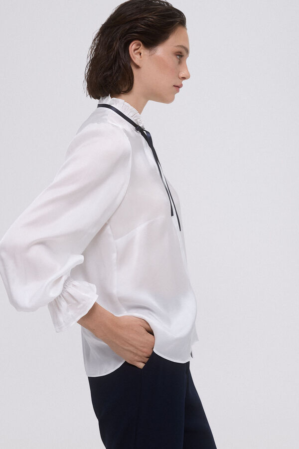 Pedro del Hierro Satin bow blouse Ecru