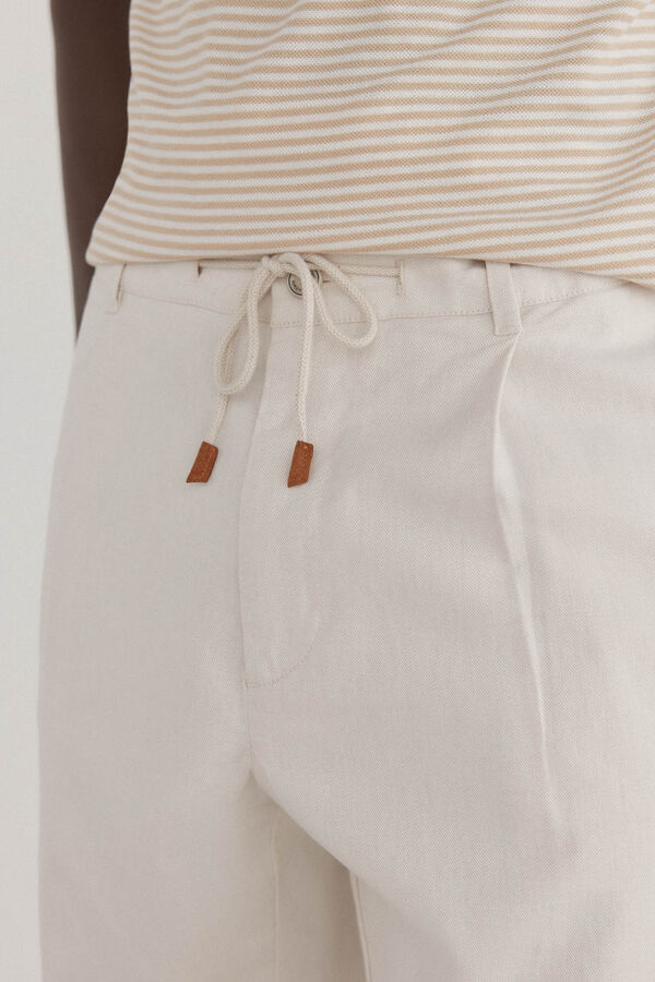 Pedro del Hierro Cotton- linen chinos trousers Ecru