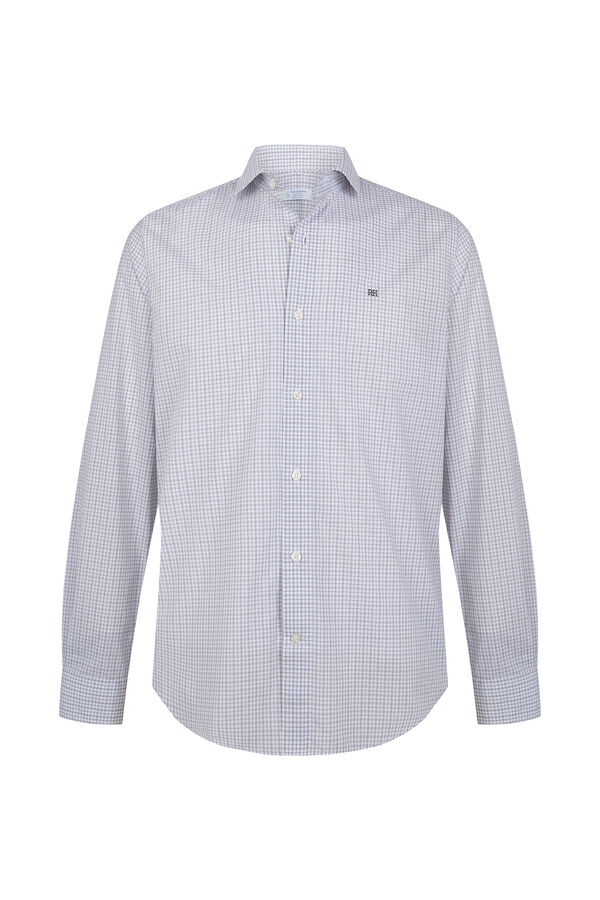 Pedro del Hierro Plaid non-iron + anti-stain slim fit dress shirt Grey