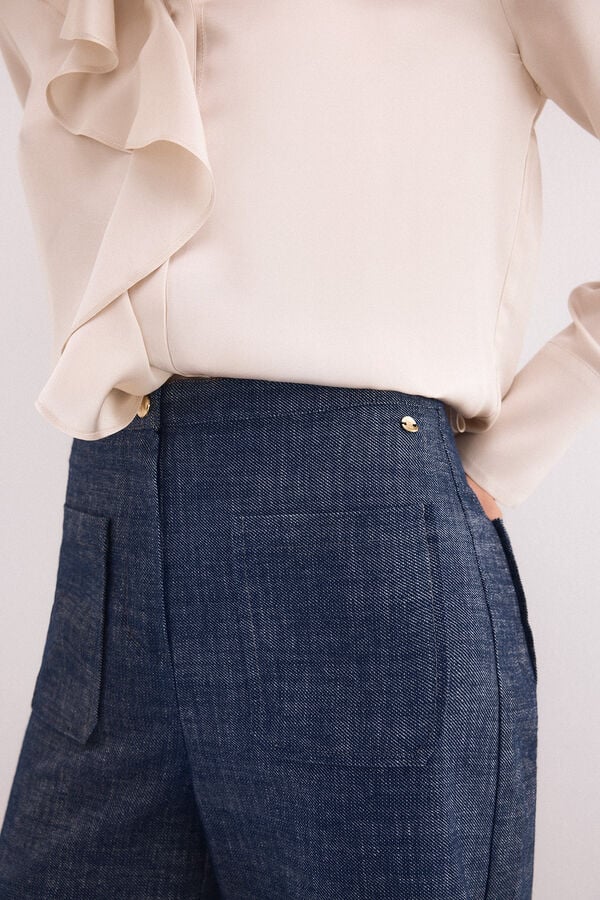 Pedro del Hierro Wide denim trousers Blue