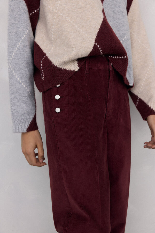 Pedro del Hierro Pantalones pana slim classic Burdeos