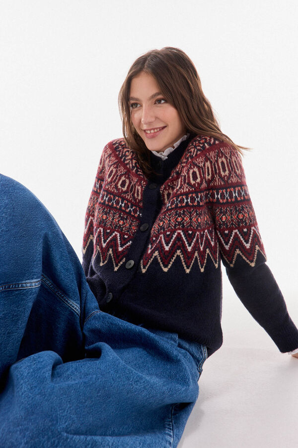TFP by Tamara Falcó Multicoloured geometric jacquard jacket Blue