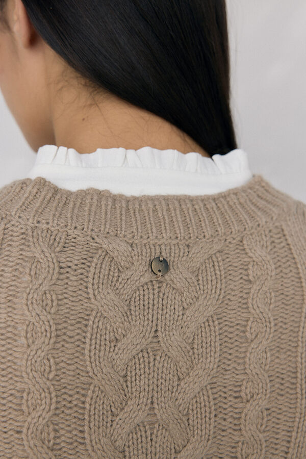 Pedro del Hierro Shiny studded cross-knit knit sweater Green