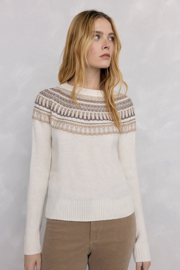 Pedro del Hierro Geometric jacquard sweater Ecru