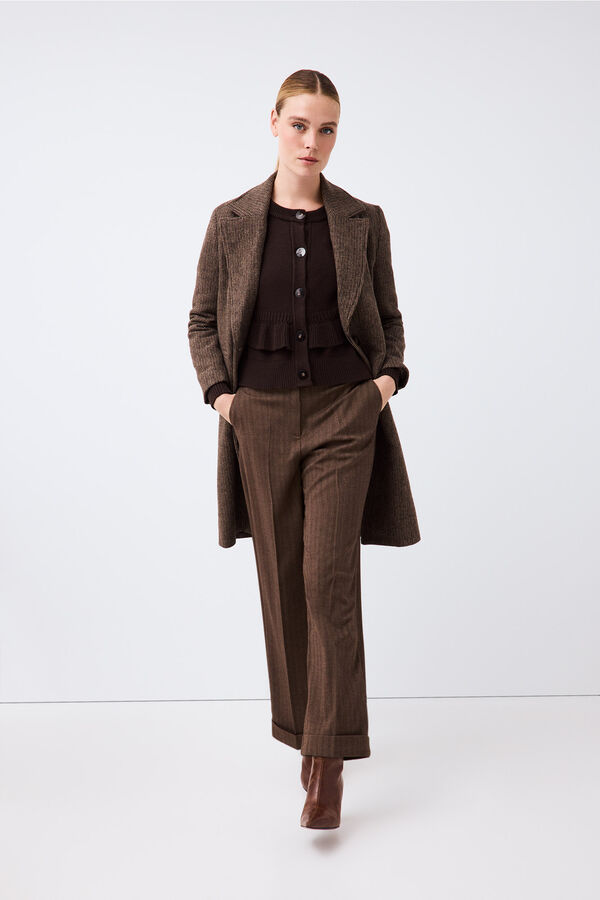 Pedro del Hierro Cape jacket with ruffle Brown
