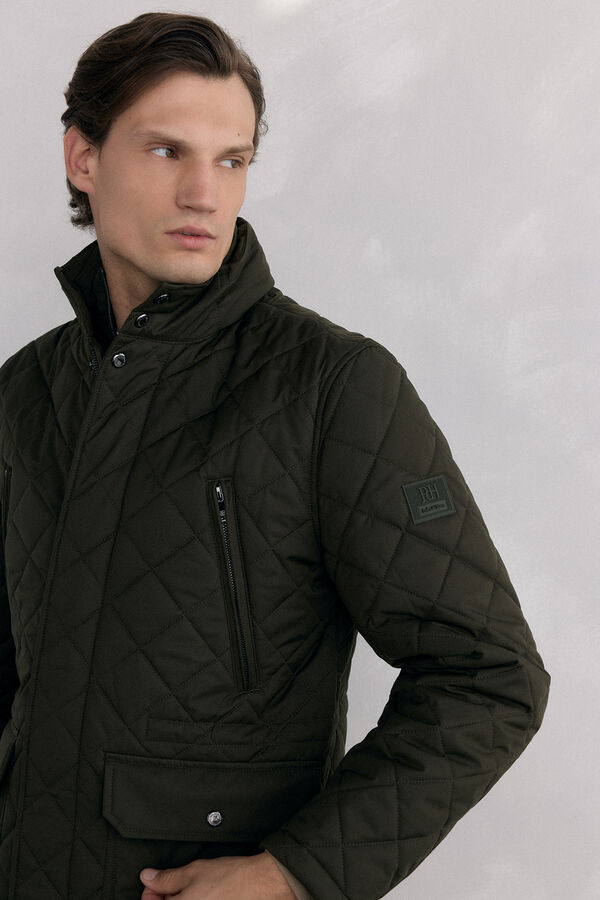 Pedro del Hierro Diamond-patterned quilted jacket Green