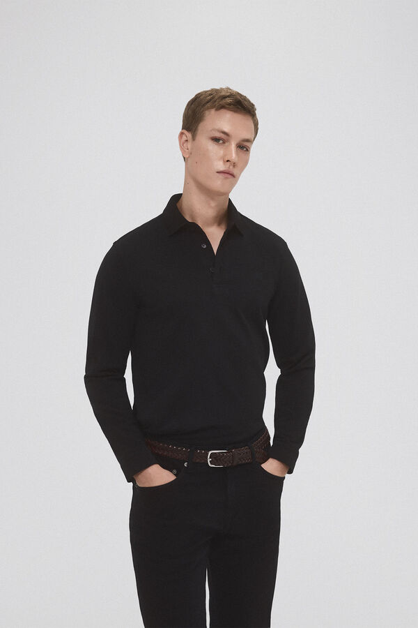 Pedro del Hierro Long-sleeved polo shirt  Black