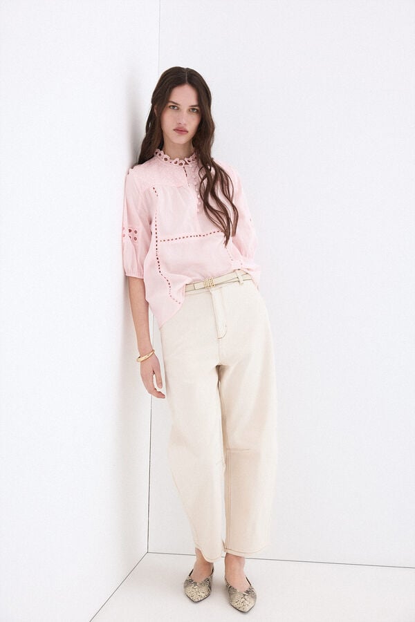 Pedro del Hierro Blusa rom&aacute;ntica calados Rosa