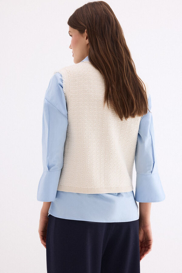 Pedro del Hierro Textured knit gilet Ecru