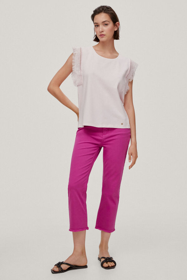 Pedro del Hierro Camiseta flecos Rosa