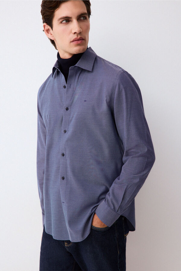 Pedro del Hierro Non-iron + anti-stain slim fit dress shirt Blue