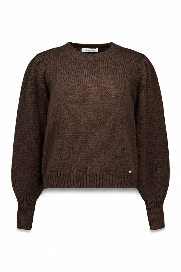 Pedro del Hierro Short sleeve puffed jumper in fantasy yarn Ecru