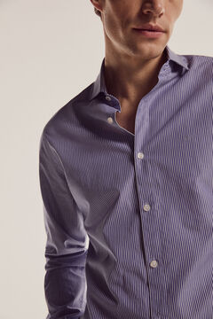 Pedro del Hierro Striped slim fit modal shirt Blue