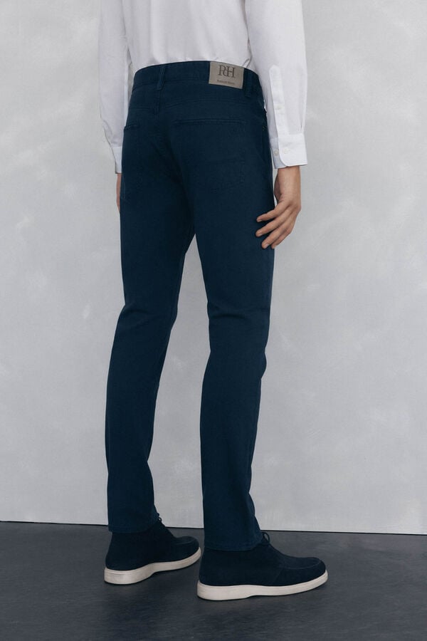 Pedro del Hierro Coloured slim fit 5-pocket trousers. Blue