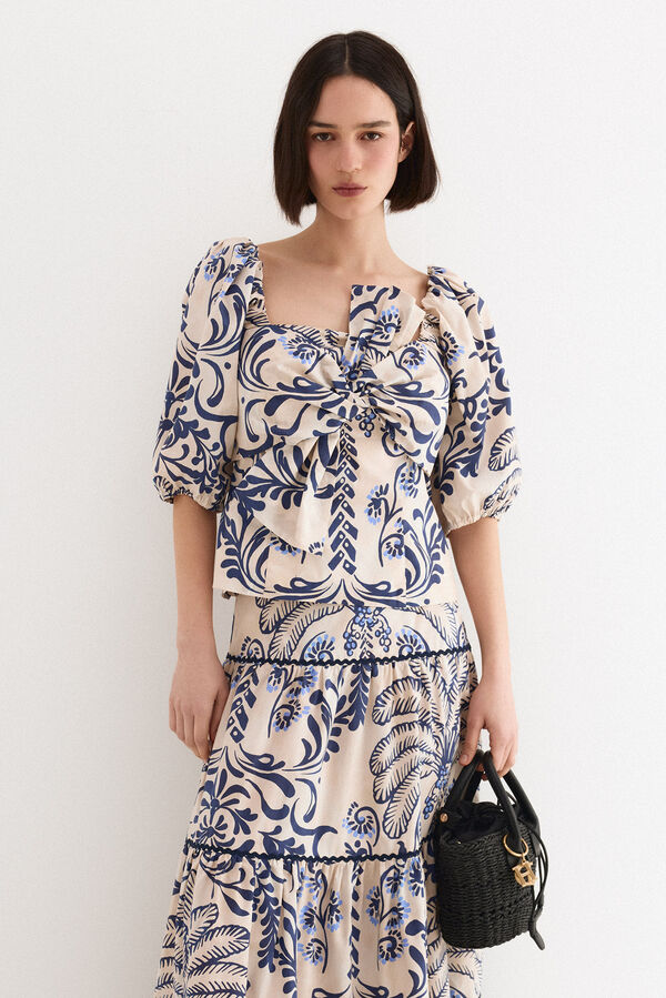 TFP by Tamara Falc&oacute; Top with knot Ecru