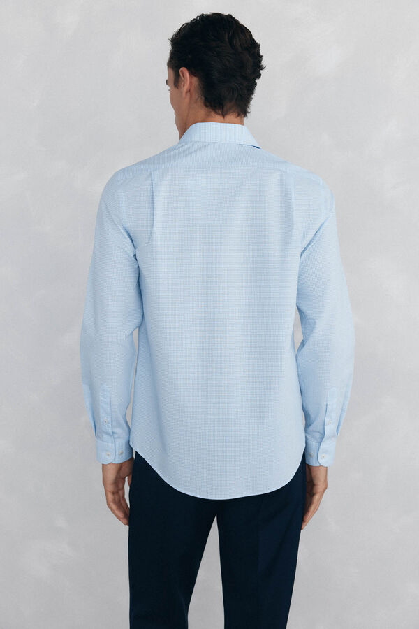 Pedro del Hierro Checked dress shirt, non-iron + anti-stain Blue