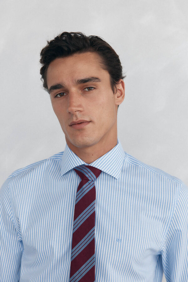 Pedro del Hierro Striped dress shirt, non-iron + anti-stain Blue