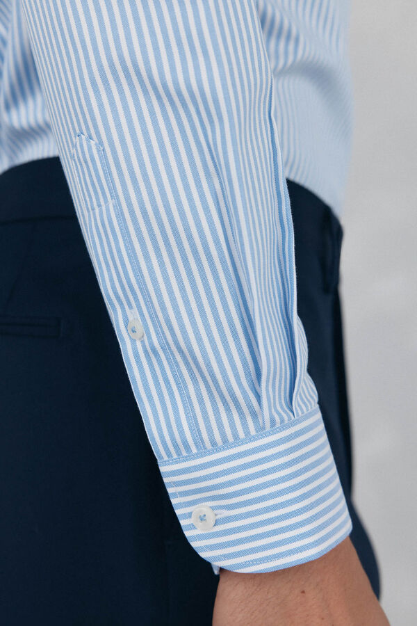 Pedro del Hierro Striped dress shirt, non-iron + anti-stain Blue