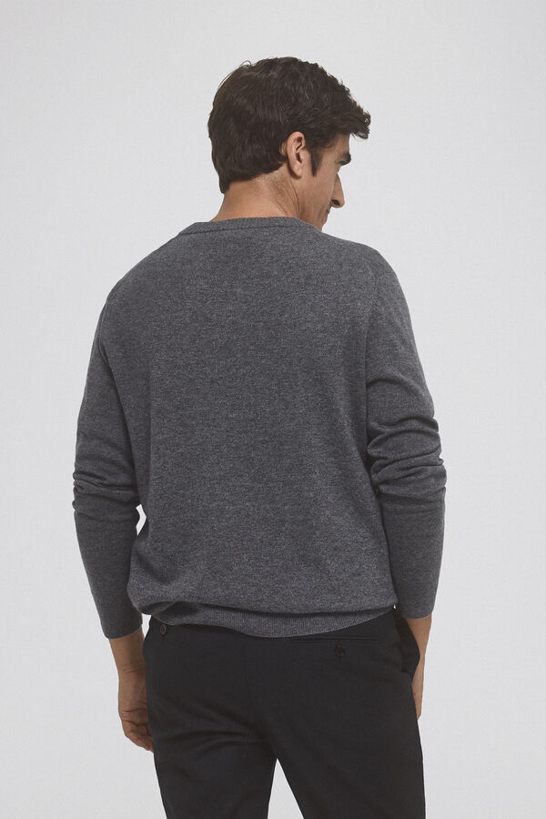 Pedro del Hierro Jersey lana cashmere cuello pico Gris