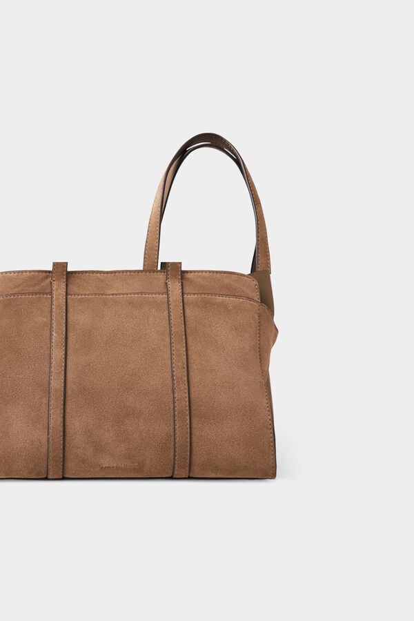 Pedro del Hierro Mala tote bag em camur&ccedil;a com al&ccedil;a dupla Marrom