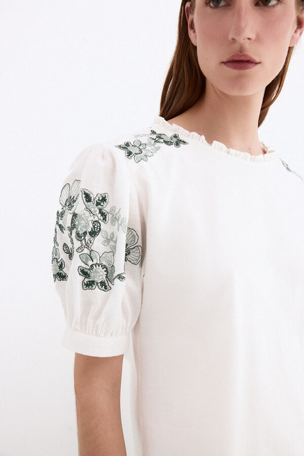 Pedro del Hierro T-shirt combinada com bordados Branco