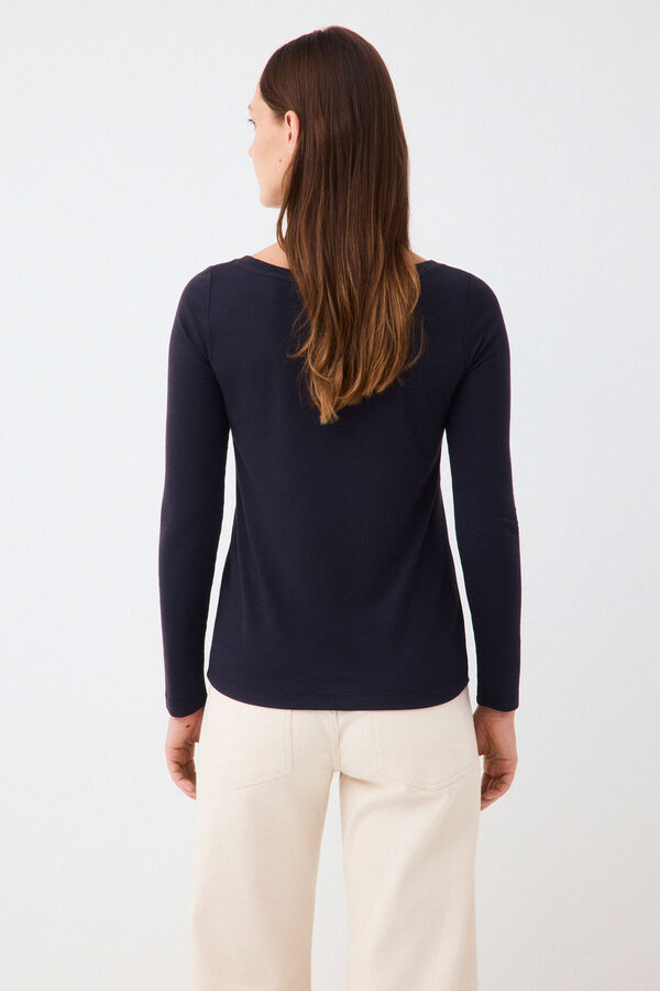 Pedro del Hierro Camiseta rib cuello barco Azul